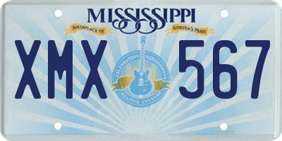 MS license plate XMX567