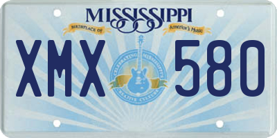 MS license plate XMX580