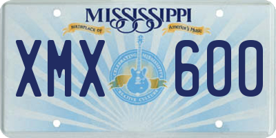 MS license plate XMX600