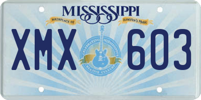 MS license plate XMX603