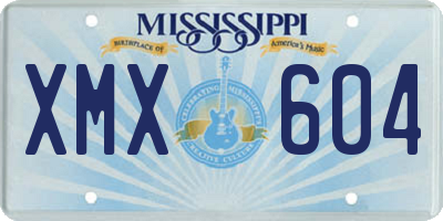 MS license plate XMX604