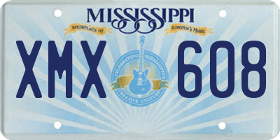 MS license plate XMX608