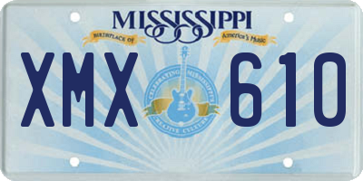 MS license plate XMX610