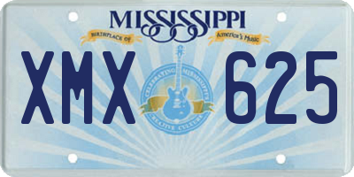 MS license plate XMX625