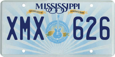 MS license plate XMX626