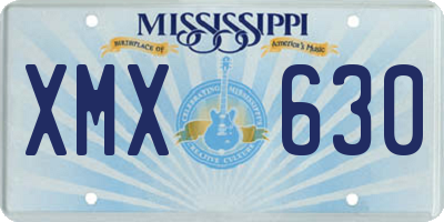 MS license plate XMX630