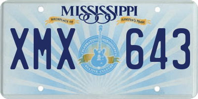 MS license plate XMX643