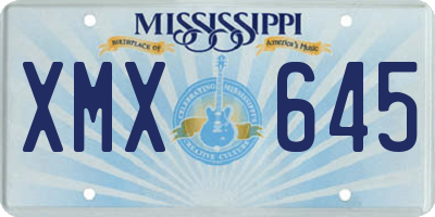 MS license plate XMX645