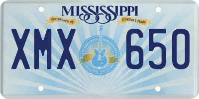 MS license plate XMX650