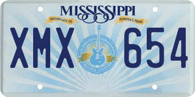 MS license plate XMX654