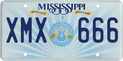 MS license plate XMX666
