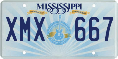 MS license plate XMX667