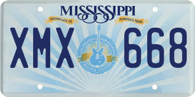 MS license plate XMX668