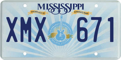 MS license plate XMX671