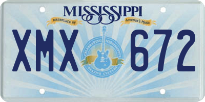 MS license plate XMX672