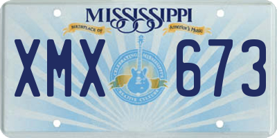 MS license plate XMX673