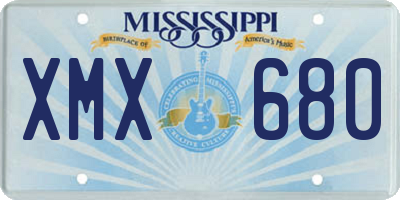 MS license plate XMX680