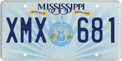 MS license plate XMX681