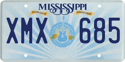 MS license plate XMX685