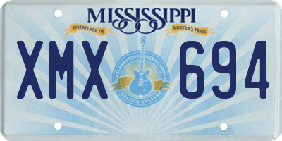 MS license plate XMX694