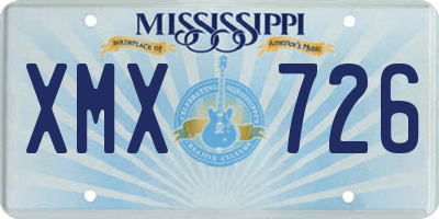 MS license plate XMX726