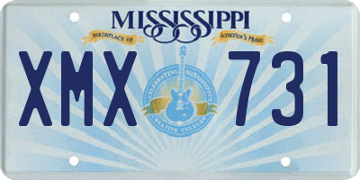 MS license plate XMX731