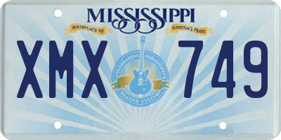 MS license plate XMX749
