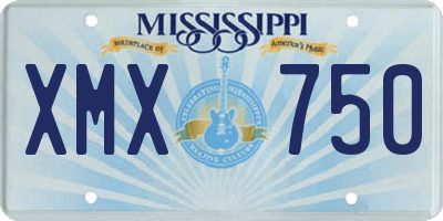 MS license plate XMX750