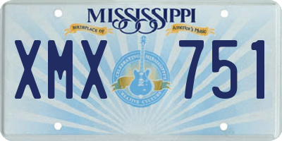 MS license plate XMX751
