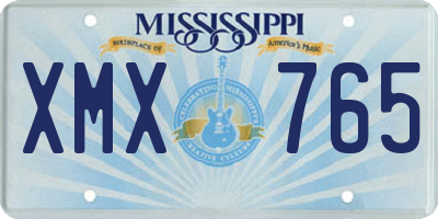 MS license plate XMX765