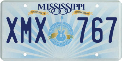 MS license plate XMX767