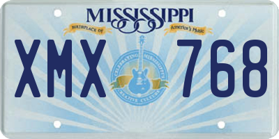MS license plate XMX768