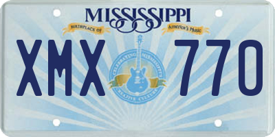 MS license plate XMX770