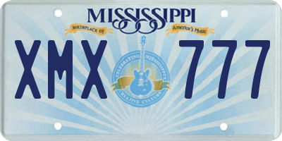 MS license plate XMX777