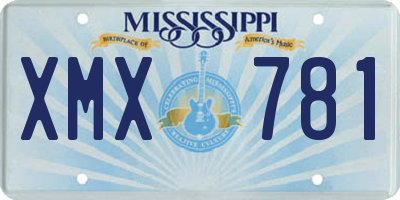 MS license plate XMX781