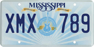 MS license plate XMX789