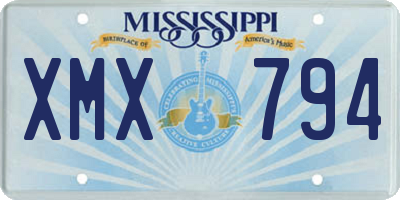MS license plate XMX794