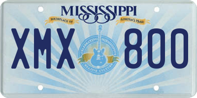 MS license plate XMX800