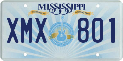 MS license plate XMX801