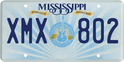 MS license plate XMX802