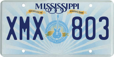 MS license plate XMX803