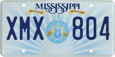 MS license plate XMX804