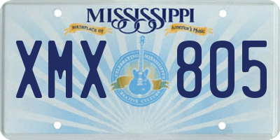 MS license plate XMX805