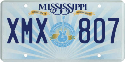 MS license plate XMX807