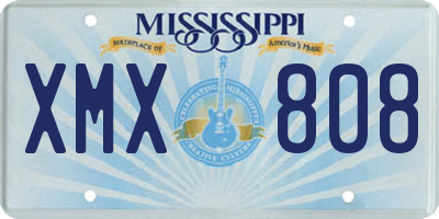 MS license plate XMX808