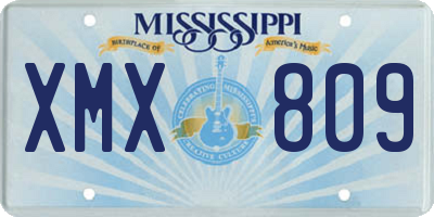 MS license plate XMX809