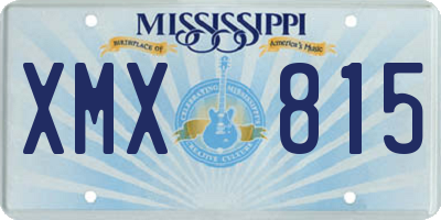 MS license plate XMX815