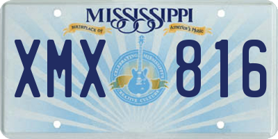 MS license plate XMX816