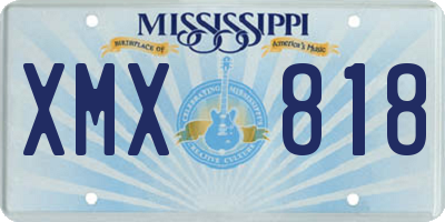 MS license plate XMX818