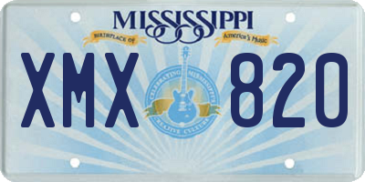 MS license plate XMX820